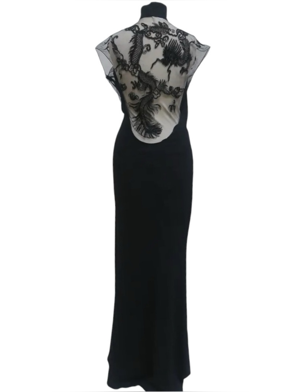 RALPH LAUREN COLLECTION BLACK DRAGON EMBROIDERED CHEONGSAM QIPAO MAXI DRESS SZ 6 - Picture 7 of 17